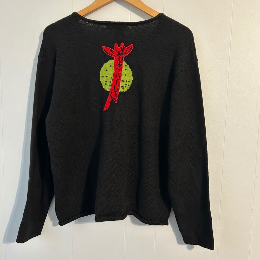 Great Cavalier large Embroidered Cardigan Black Women's Long Sleeve Button Front - Picture 11 of 14